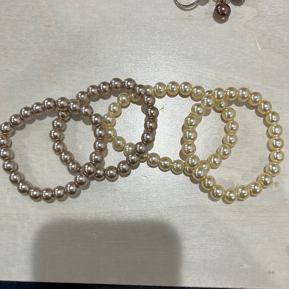 Beige and Ivory Pearl Bracelets